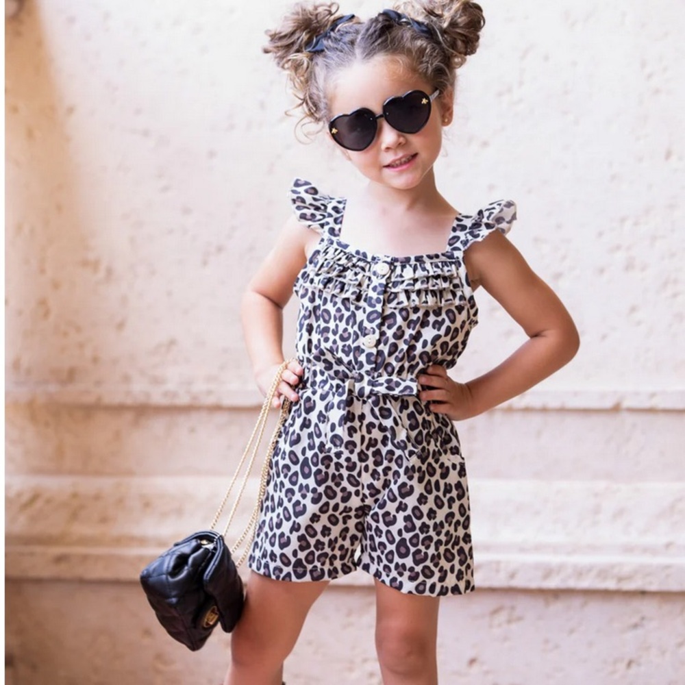 Mia Belle Girls Leopard Romper